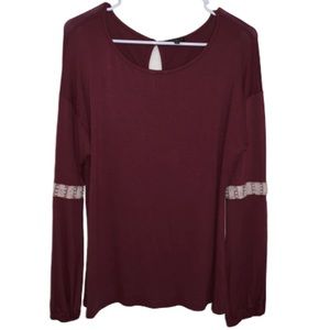 Women’s blouse, sequin on sleeve, Mauve, flair